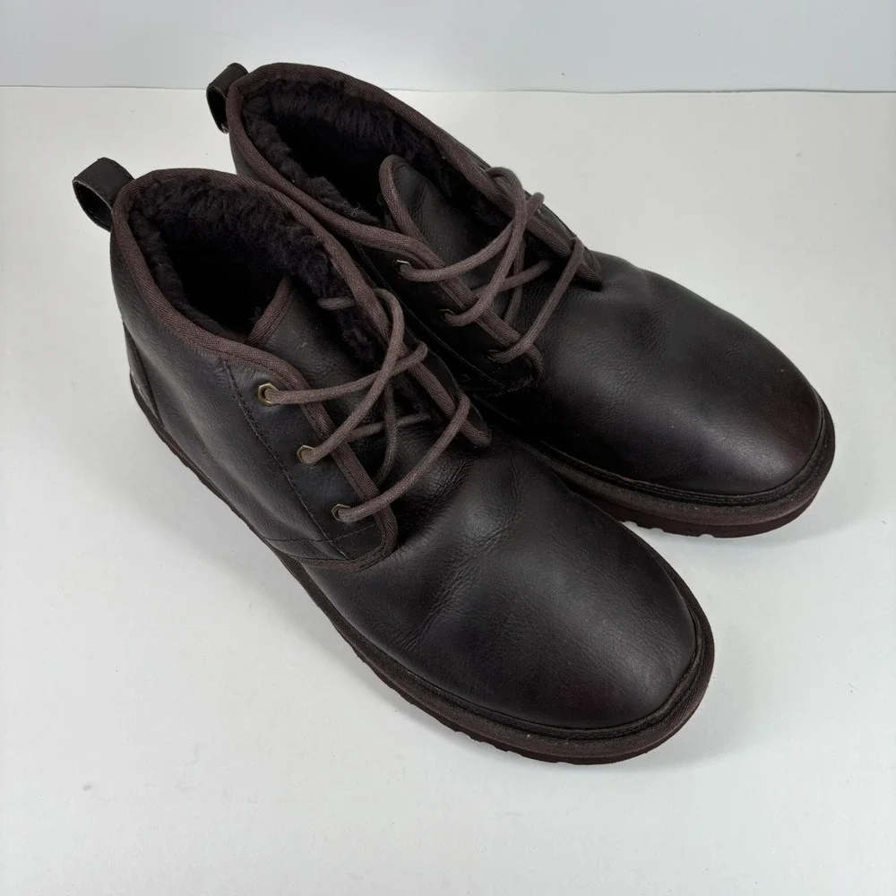 UGG Neumel Men's US‎ 13 China Tea Leather Wool Lined Casual Chukka Boot 1008908